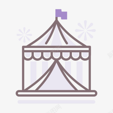 马戏团帐篷主题公园1线性颜色图标图标