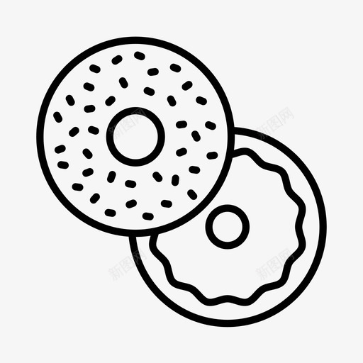 百吉饼面包房早餐图标svg_新图网 https://ixintu.com 早餐 甜甜圈 百吉 糕点 面包房 食物