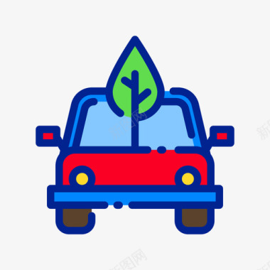 Eco汽车发动机21线性颜色图标图标