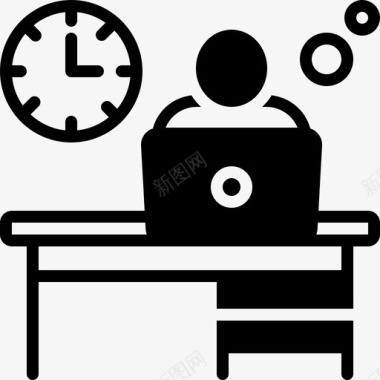 工作时间办公桌笔记本电脑图标图标