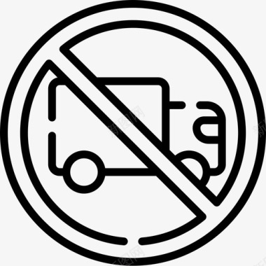 禁止卡车信号和禁令4线性图标图标