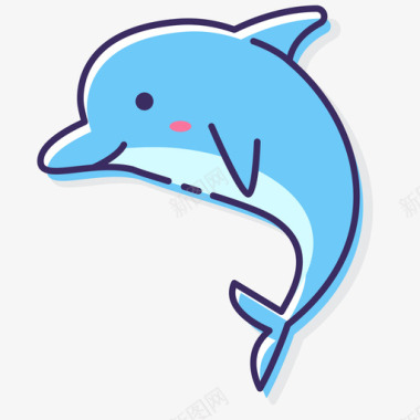 海豚动物22线性颜色图标图标
