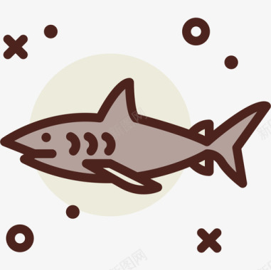 鲨鱼潜水25线形颜色图标图标