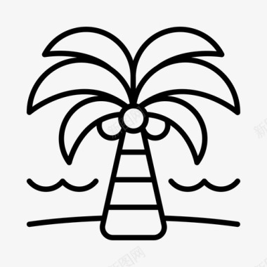 棕榈树海滩码头图标图标