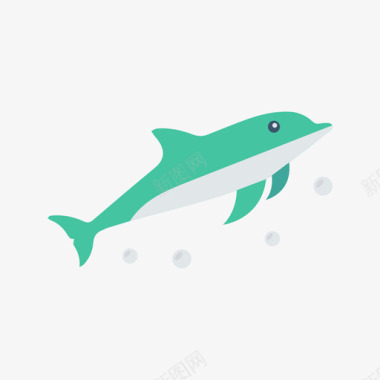 海豚动物20扁平图标图标