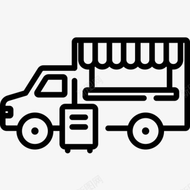 食品卡车车辆和运输11直线图标图标