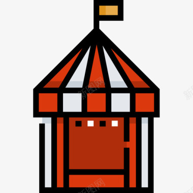 马戏团帐篷马戏团79线性颜色图标图标