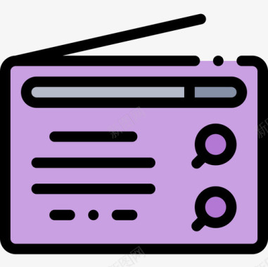 收音机野餐53线性颜色图标图标