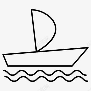 帆船运动帆船轮廓图标图标