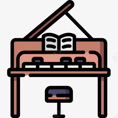 钢琴音乐多媒体1线性颜色图标图标