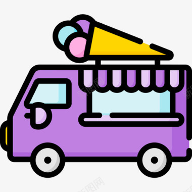 冰淇淋车辆和运输12线性颜色图标图标
