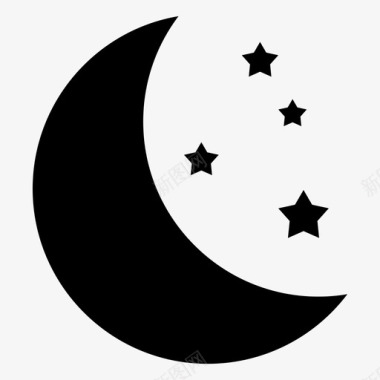 月亮有星星新月夜晚图标图标
