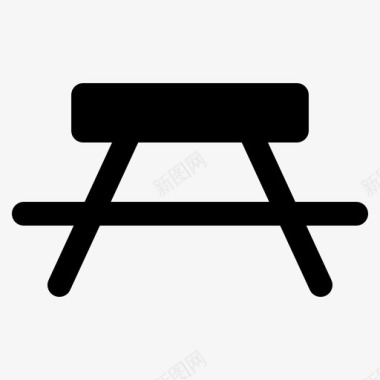 野餐桌长凳野营图标图标