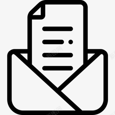 电子邮件文档文件线性图标图标