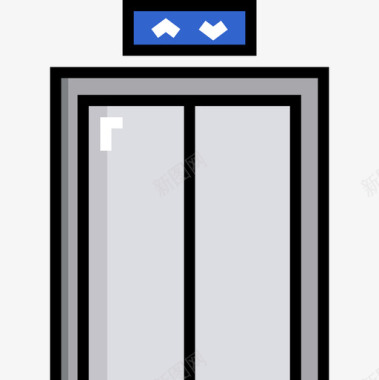 电梯博物馆75线性颜色图标图标