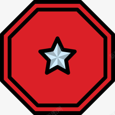 星星奖章和徽章12直线颜色图标图标
