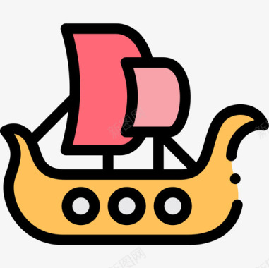 海盗船历史21线性颜色图标图标