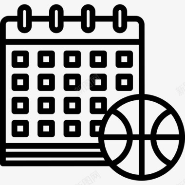 日历篮球47直线图标图标