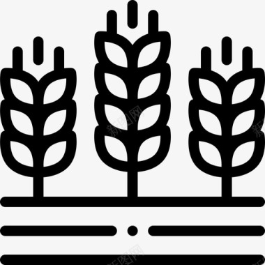 大麦农业和园艺10线性图标图标