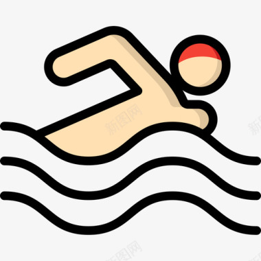 游泳无障碍运动2线性颜色图标图标