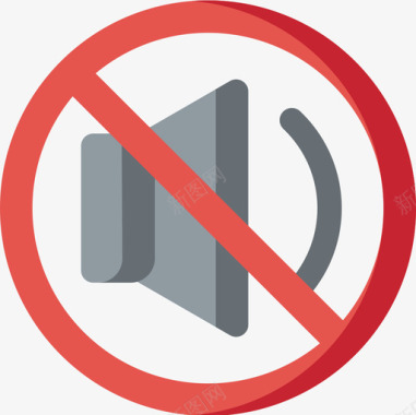 没有声音信号和禁令5平坦图标图标