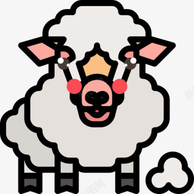 绵羊动物17线性颜色图标图标