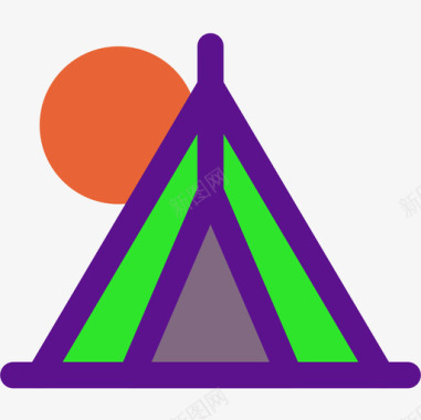 帐篷探险53线性颜色图标图标