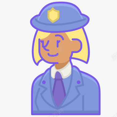 女警察阿凡达女直系肤色图标图标