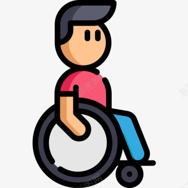 残疾人残疾人援助3线性颜色图标图标