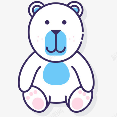 北极熊动物22线形颜色图标图标