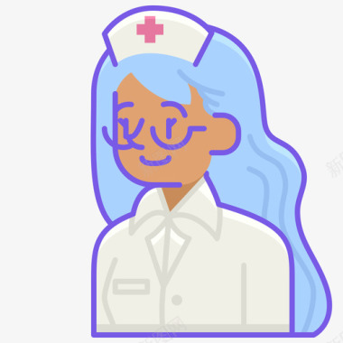 护士阿凡达女性直系肤色图标图标