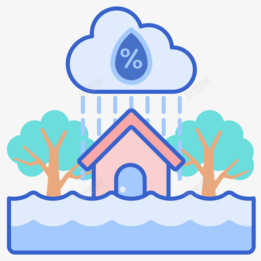 洪水221天气线性颜色图标svg_新图网 https://ixintu.com 221天气 洪水 线性 颜色