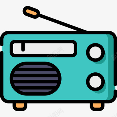 收音机音乐多媒体1线性彩色图标图标