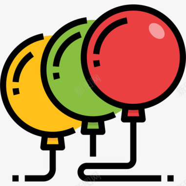 气球派对79线性颜色图标图标