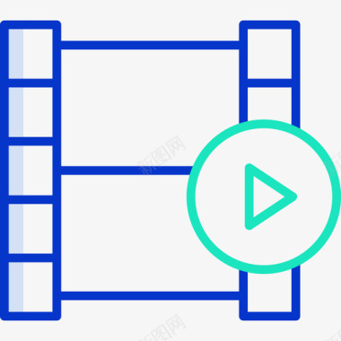 电影胶片电影院65轮廓颜色图标图标