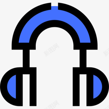 耳机电脑和网络蓝色图标图标