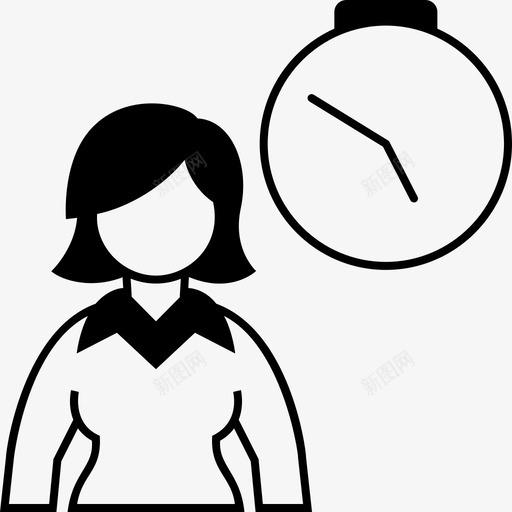 工作时间时钟主管图标svg_新图网 https://ixintu.com 主管 女性 小时 工作 时钟 时间