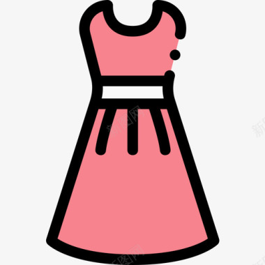 连衣裙缝纫66线性颜色图标图标