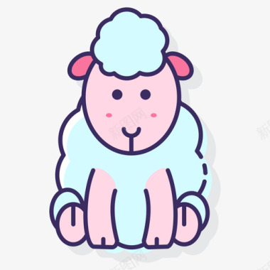 绵羊动物22线性颜色图标图标