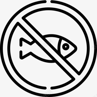 禁止钓鱼信号和禁令4线性图标图标