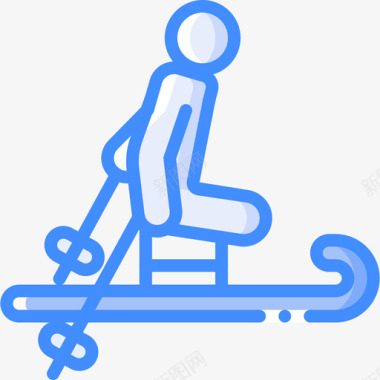 滑雪无障碍运动蓝色图标图标