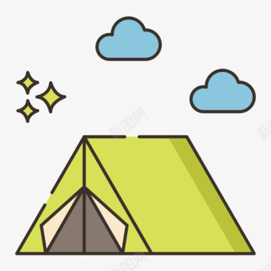帐篷222号天气线性颜色图标图标