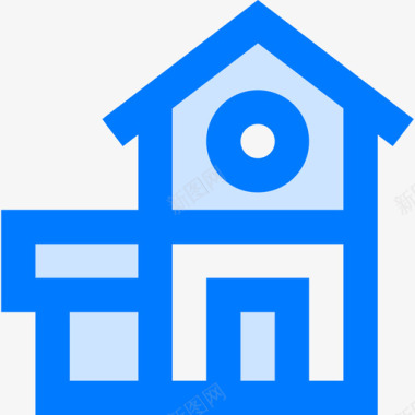 房子城市景观9蓝色图标图标