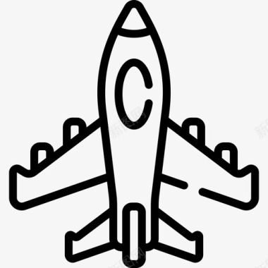 喷气式飞机军用61型直线型图标图标