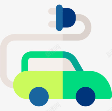 电动汽车可再生能源25平板图标图标