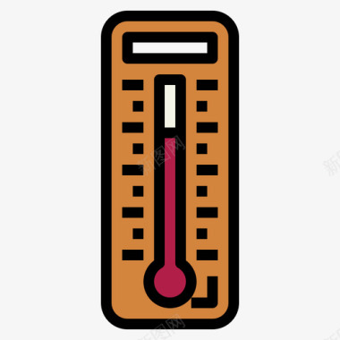 温度计冬季125线性颜色图标图标