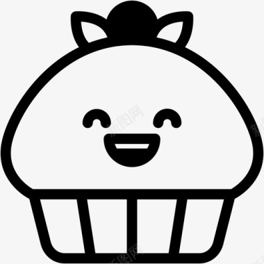 笑面包房纸杯蛋糕图标图标