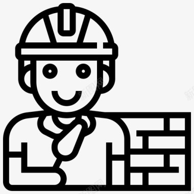 劳动力砖块建筑图标图标