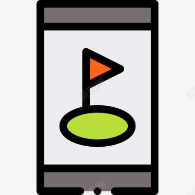智能手机高尔夫40线性颜色图标图标