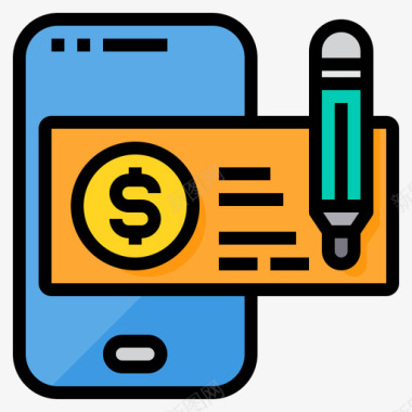 智能手机商务和金融8线性颜色图标图标